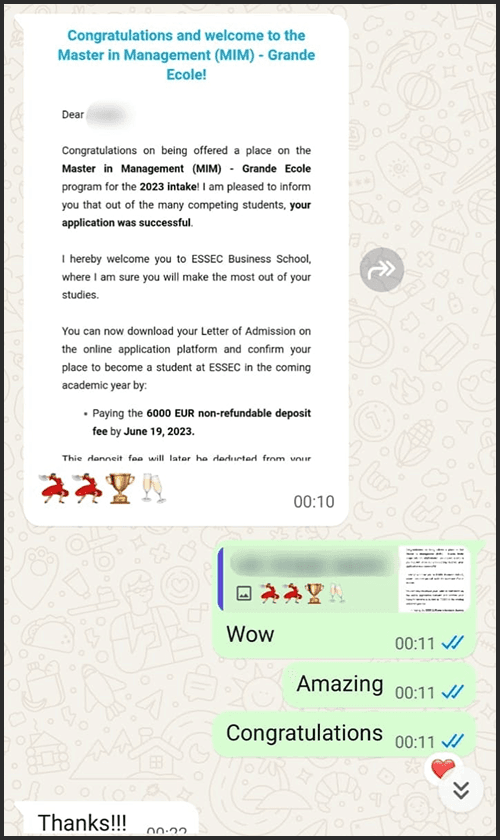 Admission success story 21