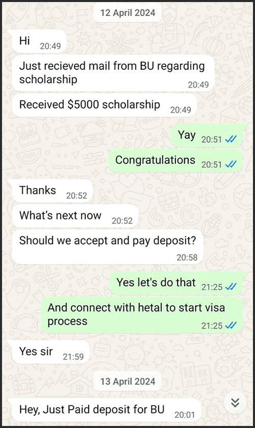 Admission success story 5